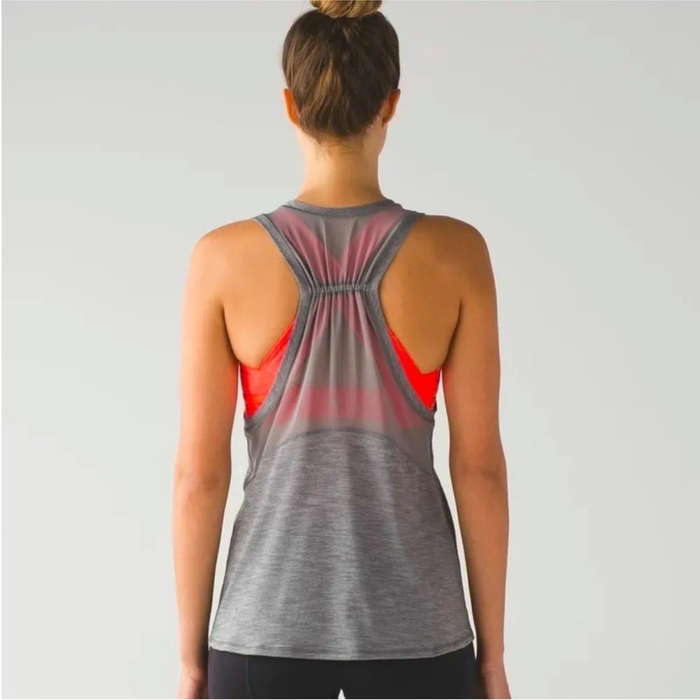 Lululemon Work The Circuit Tank in Heather Slate Gray Electric Coral Size 8
